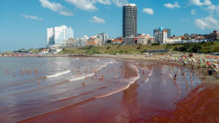 Algas tingem praias da Argentina de vermelho